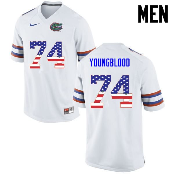 NCAA Florida Gators Jack Youngblood Men's #74 USA Flag Fashion Nike White Stitched Authentic College Football Jersey KFU5364NZ